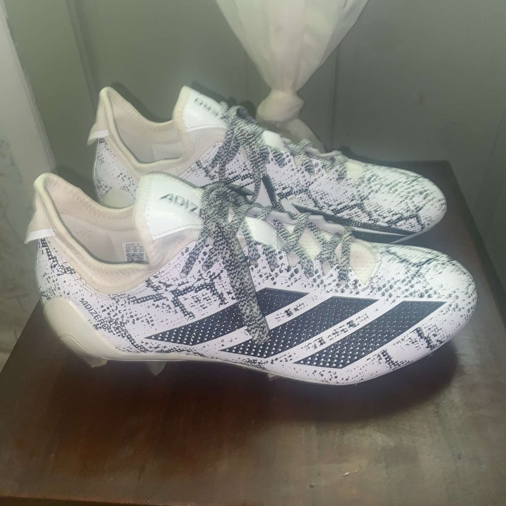 Adidas White and Black Patterned Cleats
